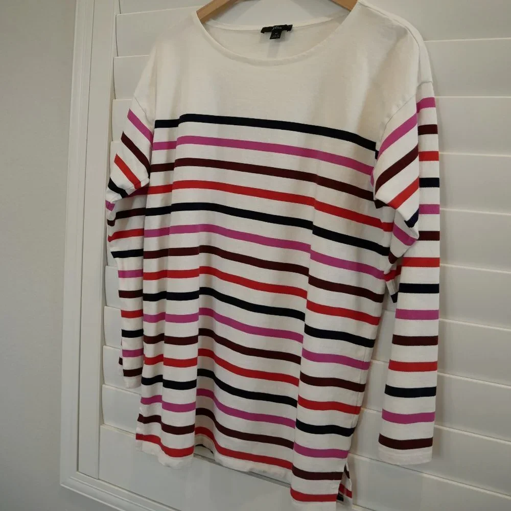 J.Crew Women's Striped Boatneck Cotton Tunic Top Size MEDIUM